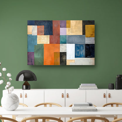 Kleurrijke abstracte vlakken met lijnen poster