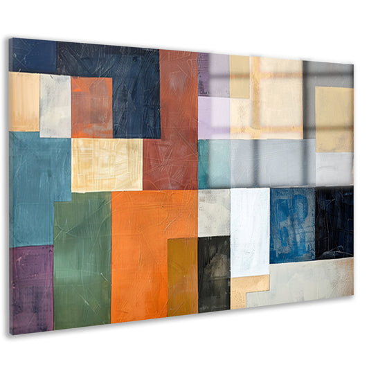 Kleurrijke abstracte vlakken met lijnen acrylglas