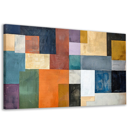 Kleurrijke abstracte vlakken met lijnen canvas