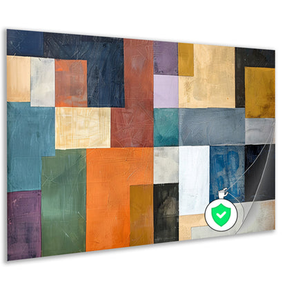 Kleurrijke abstracte vlakken met lijnen poster