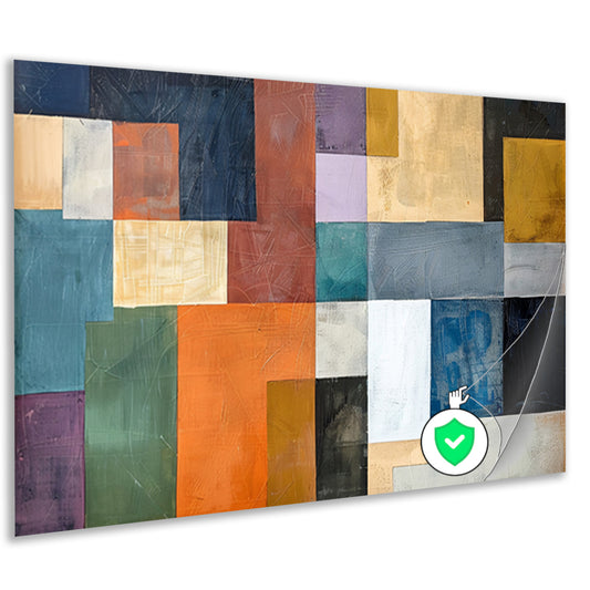Kleurrijke abstracte vlakken met lijnen poster
