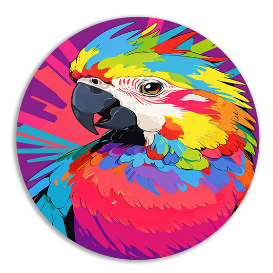 Kleurrijke papegaai in moderne popart stijl forex muurcirkel