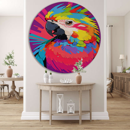 Kleurrijke papegaai in moderne popart stijl forex muurcirkel