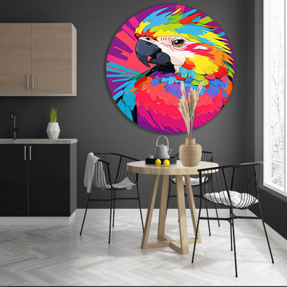 Kleurrijke papegaai in moderne popart stijl forex muurcirkel