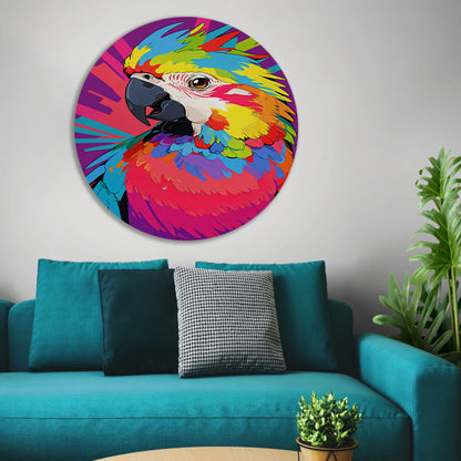 Kleurrijke papegaai in moderne popart stijl forex muurcirkel