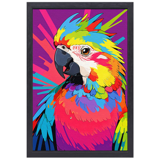 Kleurrijke papegaai in moderne popart stijl canvas met baklijst