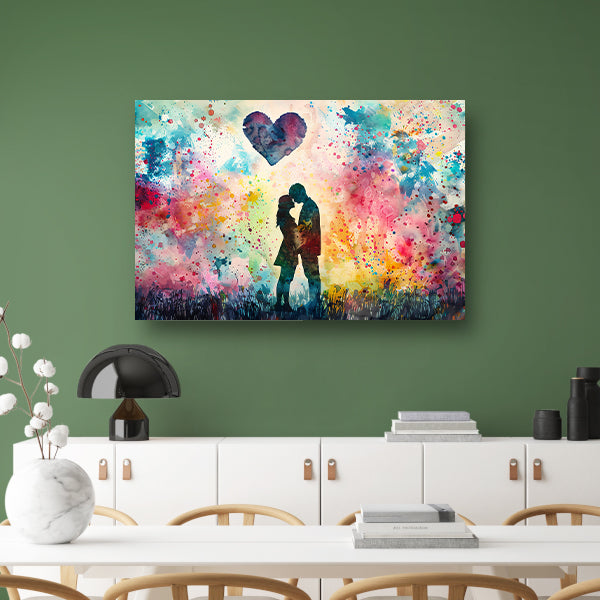 Liefde omhuld in abstracte kleuren canvas
