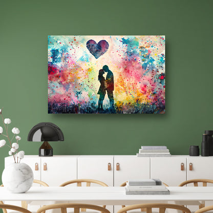 Liefde omhuld in abstracte kleuren canvas
