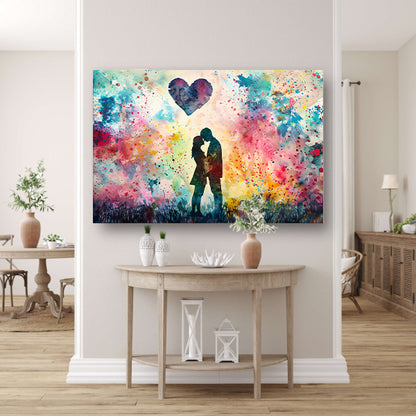 Liefde omhuld in abstracte kleuren poster