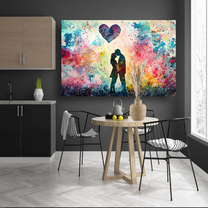 Liefde omhuld in abstracte kleuren canvas