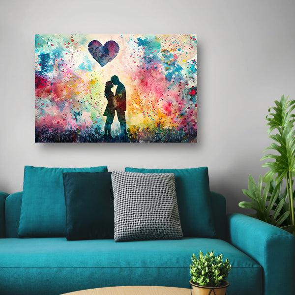 Liefde omhuld in abstracte kleuren canvas