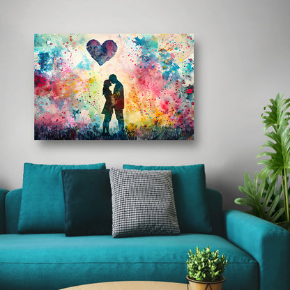 Liefde omhuld in abstracte kleuren canvas