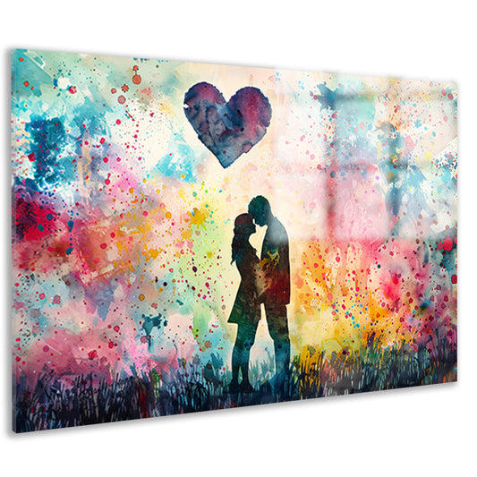 Liefde omhuld in abstracte kleuren acrylglas
