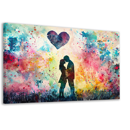 Liefde omhuld in abstracte kleuren canvas