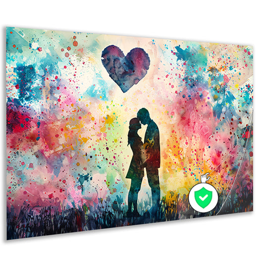 Liefde omhuld in abstracte kleuren poster