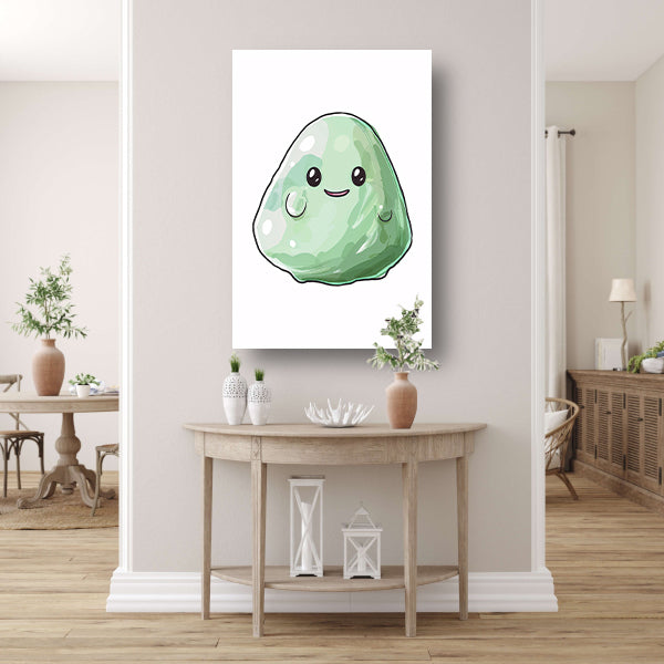 Schattig groen karakter met grote ogen canvas