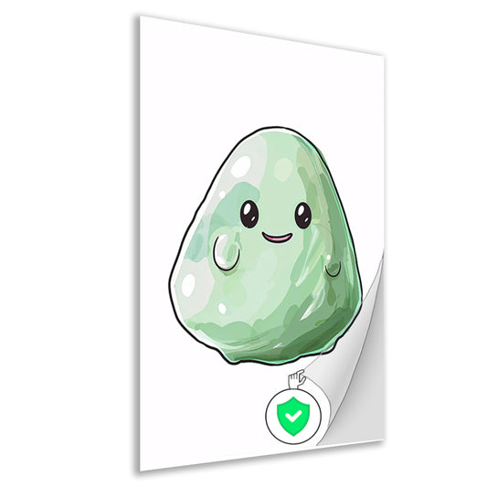 Schattig groen karakter met grote ogen poster