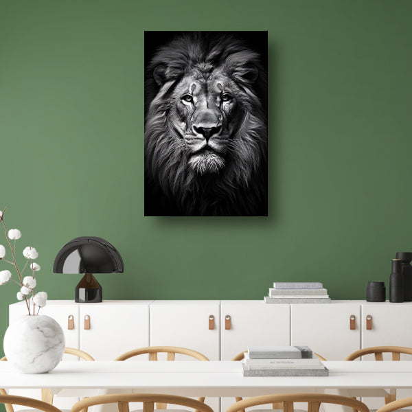Portret van een statige leeuw poster