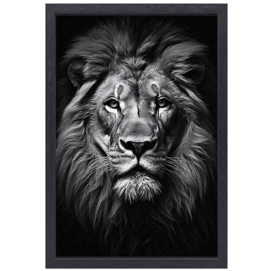 Portret van een statige leeuw canvas met baklijst