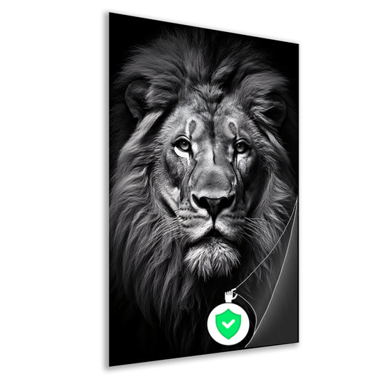 Portret van een statige leeuw poster
