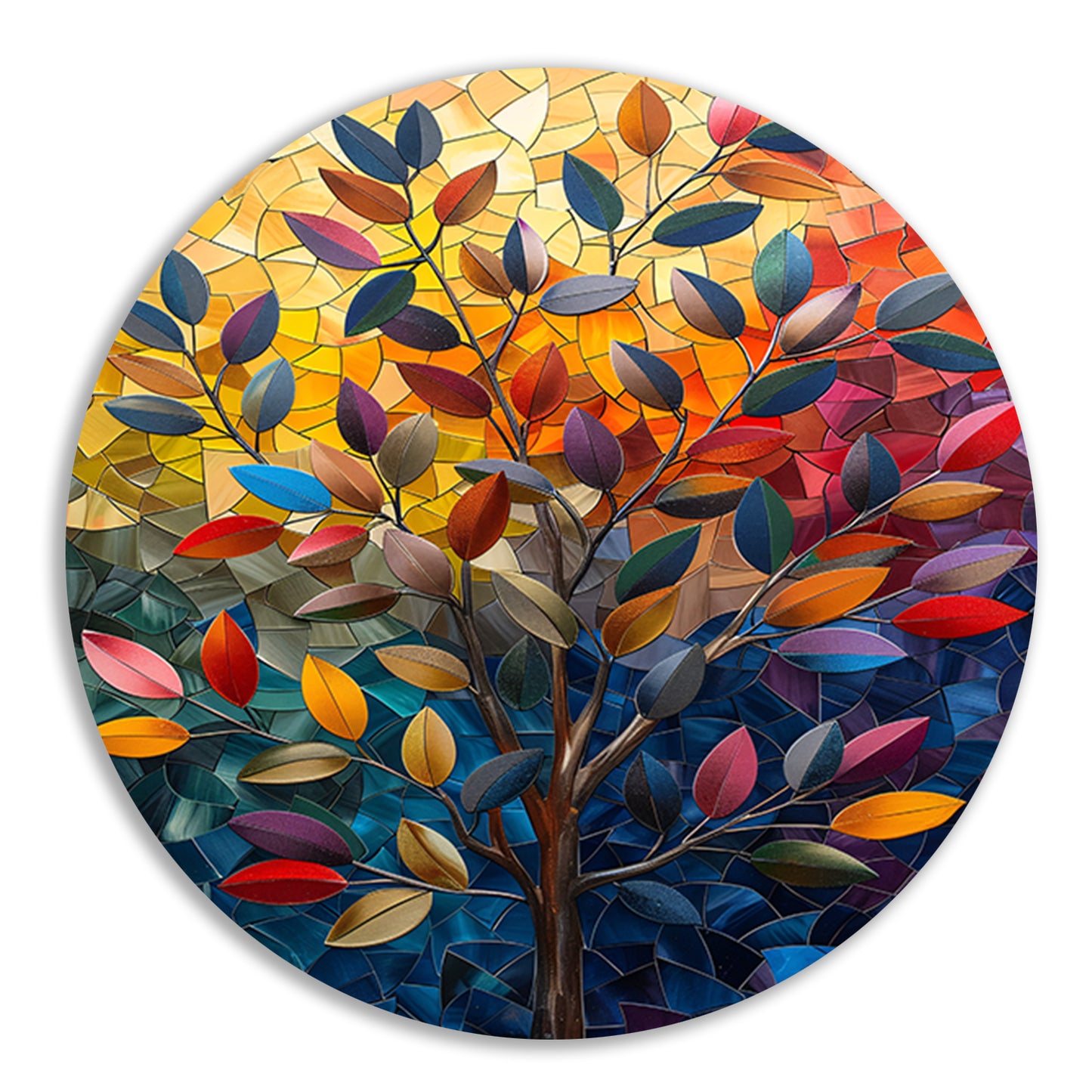 Abstract Kleurrijk Boom in Herfsttinten forex muurcirkel