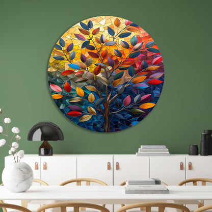 Abstract Kleurrijk Boom in Herfsttinten forex muurcirkel