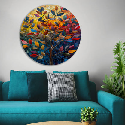 Abstract Kleurrijk Boom in Herfsttinten forex muurcirkel