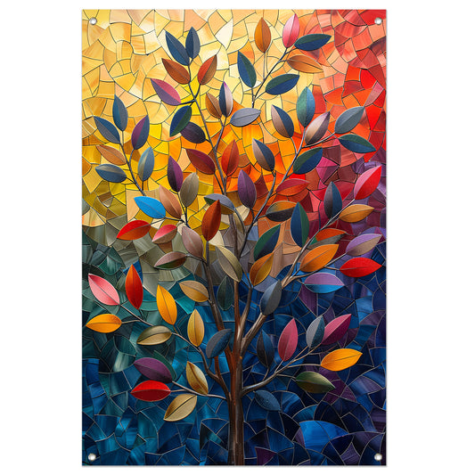 Abstract Kleurrijk Boom in Herfsttinten tuinposter