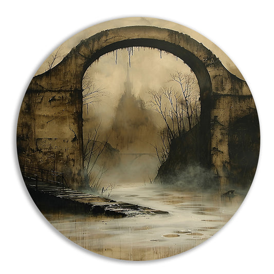 Mystiek verlaten landschap met oude brug forex muurcirkel