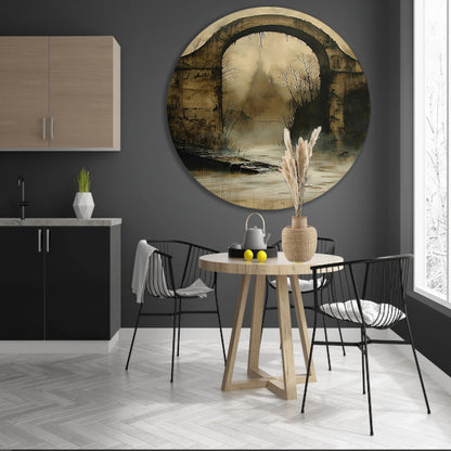 Mystiek verlaten landschap met oude brug forex muurcirkel