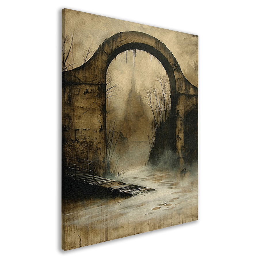 Mystiek verlaten landschap met oude brug canvas