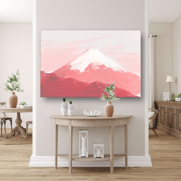 Kalme berg in zachte roze tinten acrylglas