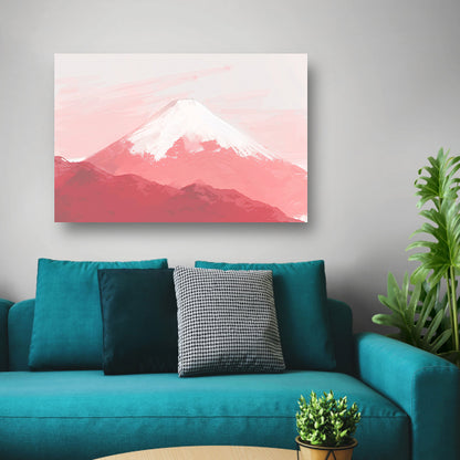 Kalme berg in zachte roze tinten poster