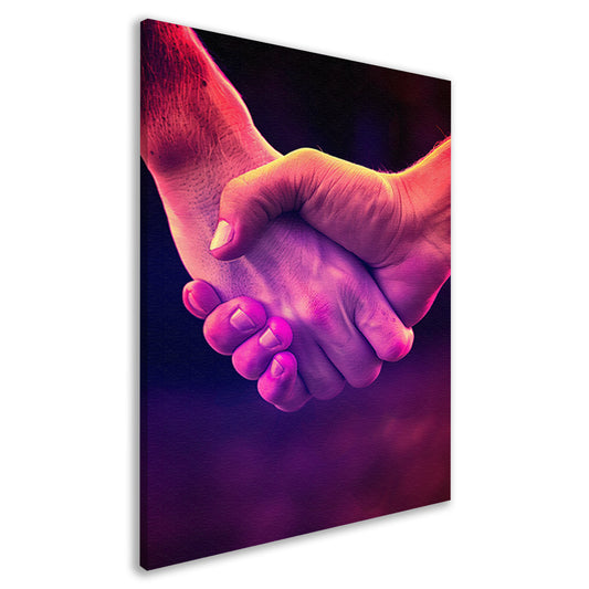 Kleurrijke handdruk in moderne kunst canvas