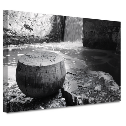 Klassieke waterval in zwart-wit canvas