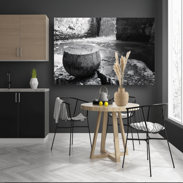 Klassieke waterval in zwart-wit canvas