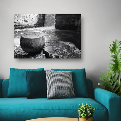 Klassieke waterval in zwart-wit canvas
