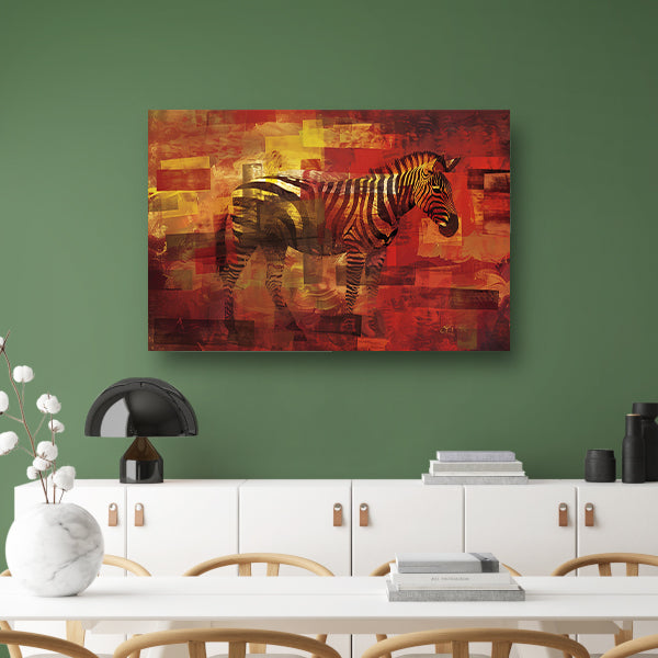 Kleurrijk abstract schilderij van een zebra poster