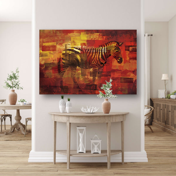 Kleurrijk abstract schilderij van een zebra poster