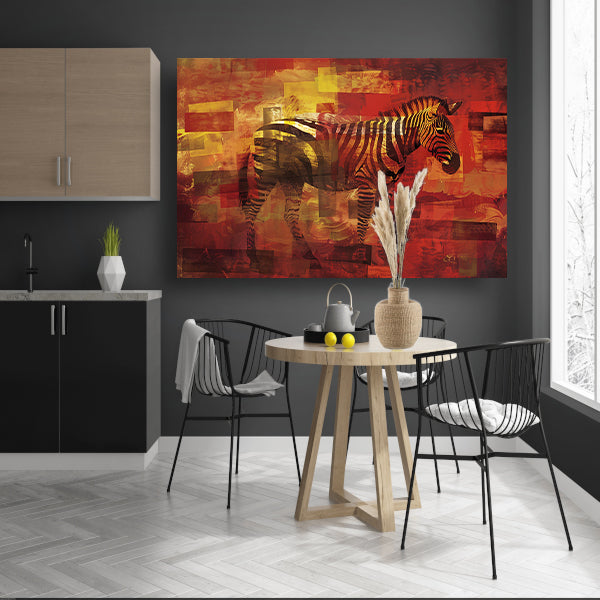 Kleurrijk abstract schilderij van een zebra poster