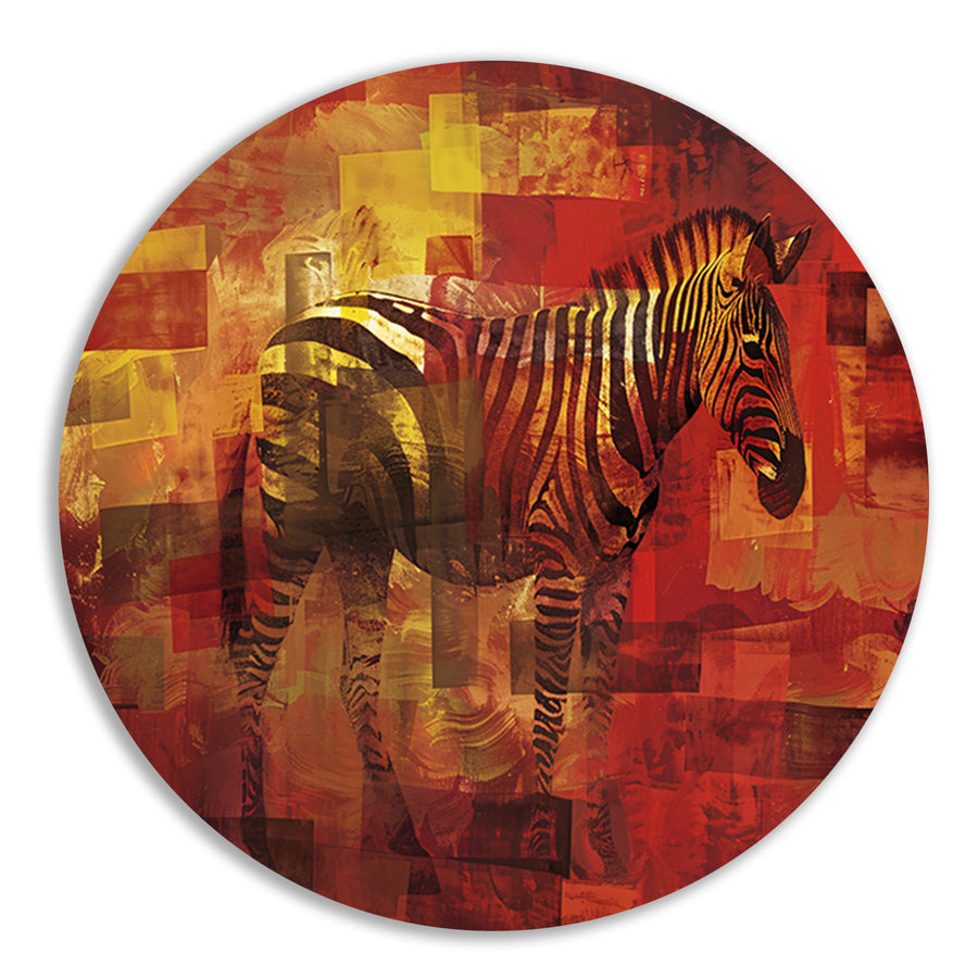Kleurrijk abstract schilderij van een zebra forex muurcirkel