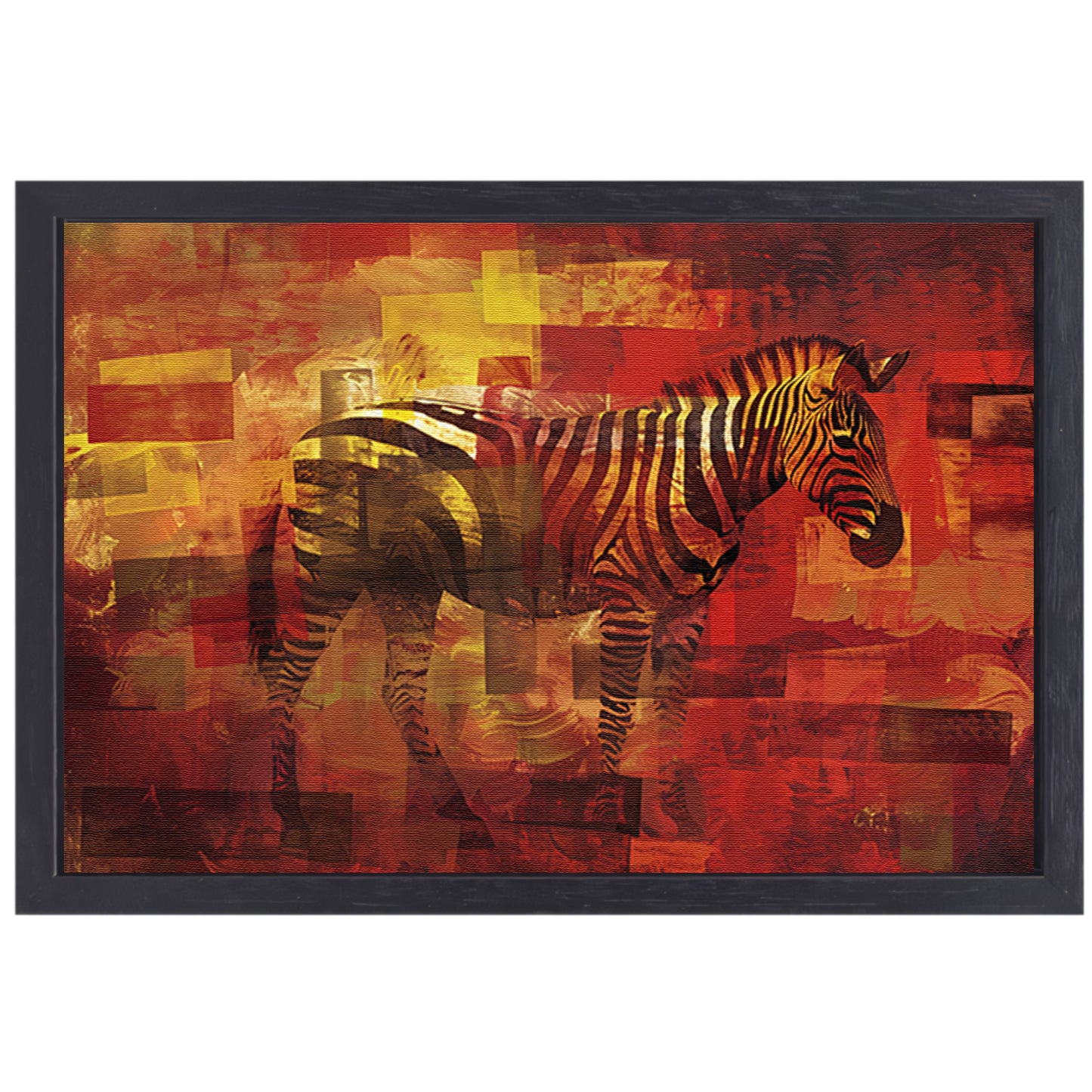 Kleurrijk abstract schilderij van een zebra canvas met baklijst