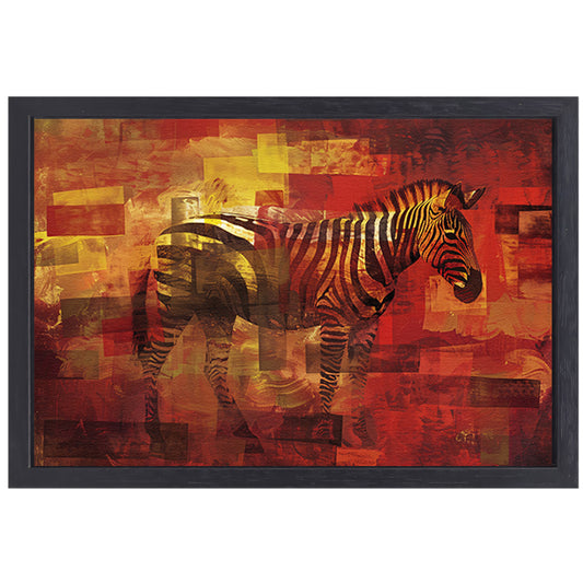 Kleurrijk abstract schilderij van een zebra canvas met baklijst