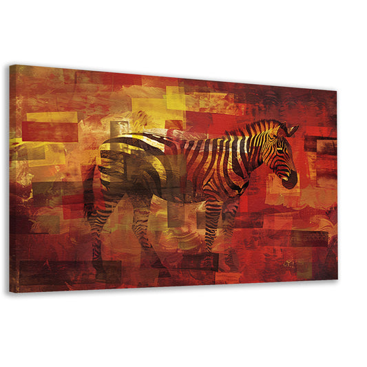 Kleurrijk abstract schilderij van een zebra canvas