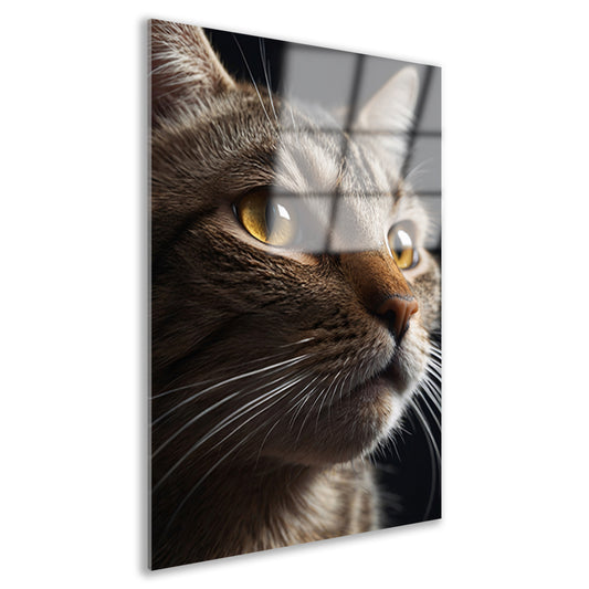 Diepgaande blik van een bruine kat acrylglas