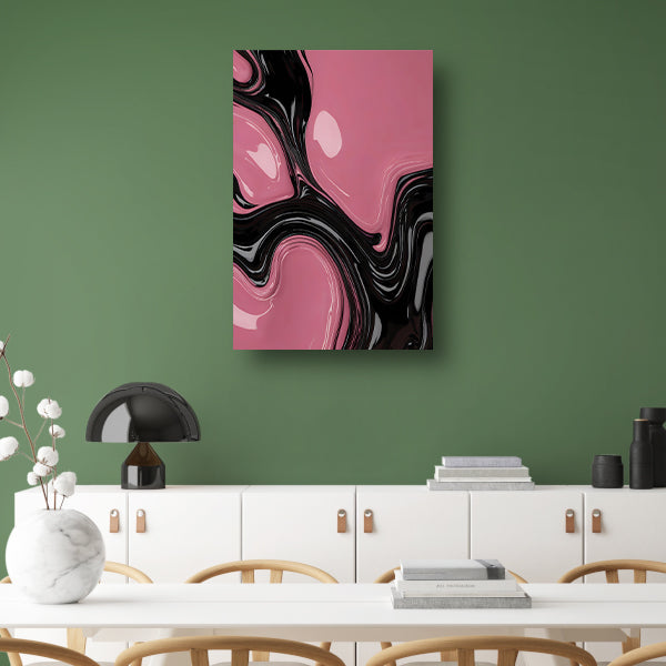 Roze en Zwart Dynamisch Abstract Ontwerp canvas