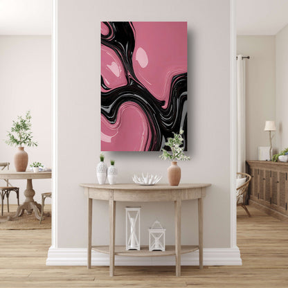 Roze en Zwart Dynamisch Abstract Ontwerp canvas