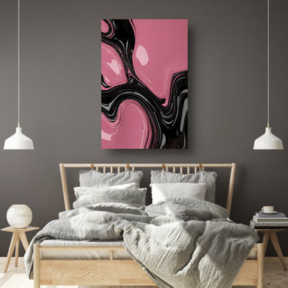 Roze en Zwart Dynamisch Abstract Ontwerp canvas