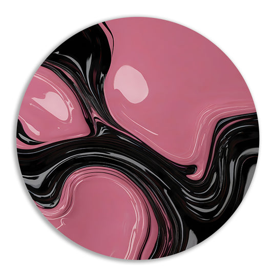 Roze en Zwart Dynamisch Abstract Ontwerp aluminium muurcirkel