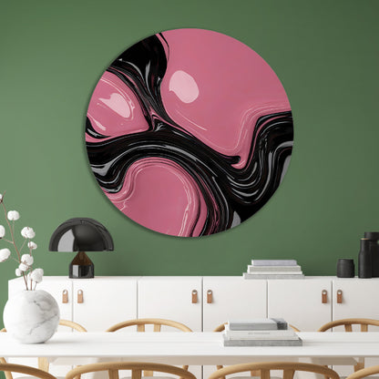 Roze en Zwart Dynamisch Abstract Ontwerp aluminium muurcirkel